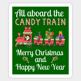 All aboard the Candy Train, Merry Christmas and Happy New Year Sticker